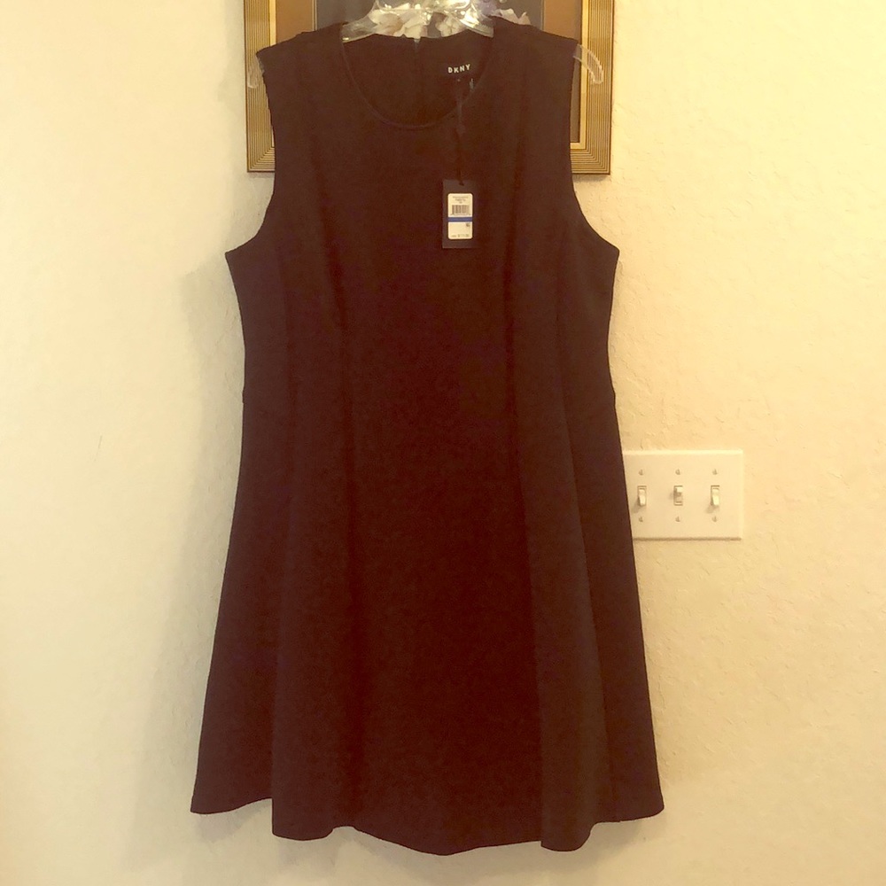 NEVER BEEN WORN DKNY Dress with Leather Neckline